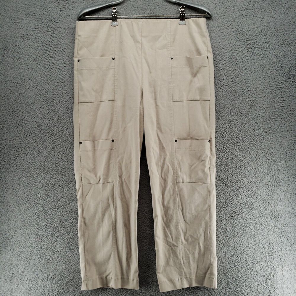 Elliott Lauren Cropped Cargo Pants Womens Size 10 Leg Pockets Pull On Beige